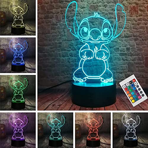 ZTZK Stitch Lampe, Lilo und Stitch- 3D LED Stitch Nachtlicht intelligente Fernbedienung Tischlampe 16 Farben für Weihnachten Stitch Geschenk Kinderzimmer Dekoration von ZTZK