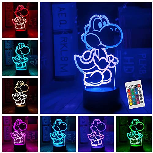 ZTZK Yoshi Lampe, Yoshi Nachtlicht- Super Mario lampe - intelligente Fernbedienun Yoshi Tischlampe 16 Farben Verwandeln Yoshi Light für Weihnachten Kinderzimmer Dekoration Urlaubsgeschenke von ZTZK