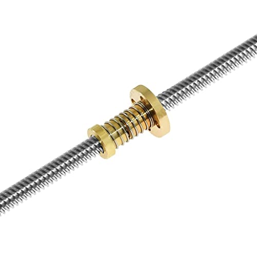 1 Stück T8-Leitspindel for 3D-Drucker, 100–600 mm T-Typ-Schrittspindel mit spielfreier Mutter, Steigung 2 mm, Steigung 8 mm(500mm) von ZTZTZ