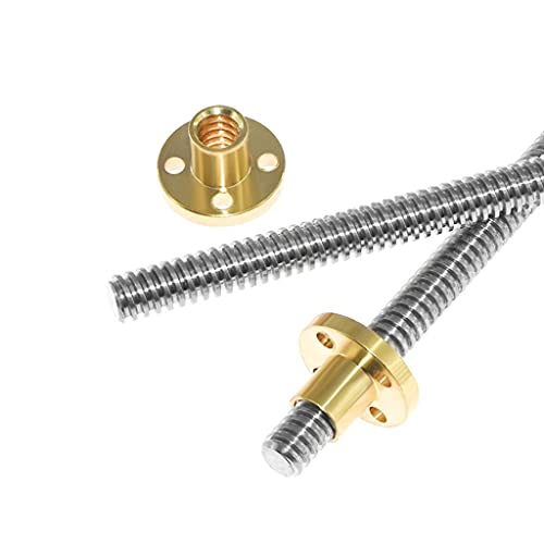 1 Stück T8 Trapezspindelschraube for 3D-Drucker mit Kupfermutter, Durchmesser 8 mm, Steigung 1 mm, 2 mm, Länge 1000 mm, T-Typ-Leitspindel aus Edelstahl(Pitch 2mm Lead 10mm) von ZTZTZ