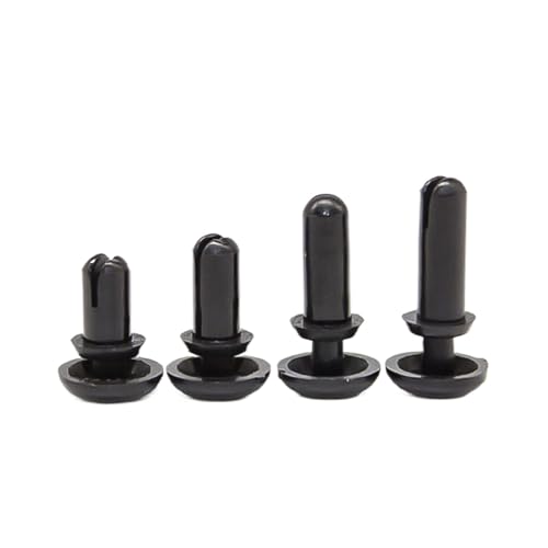 100 stücke 2/2.7/3.1/3.6/4.1/5.1/6,1mm Nylon Kunststoff R Typ Expansion Niet Mutter Schnalle Clip Verschluss(Black,R2056) von ZTZTZ