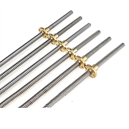 3D-Druckerteile, T8-Leitspindel, Länge 800 mm, 1000 mm, 1200 mm, Steigung 1 mm, 2 4 8 10 12 14 mm, T-Typ-Schraube mit Messingmutter, 1 Stück(Lead 2mm,800mm) von ZTZTZ