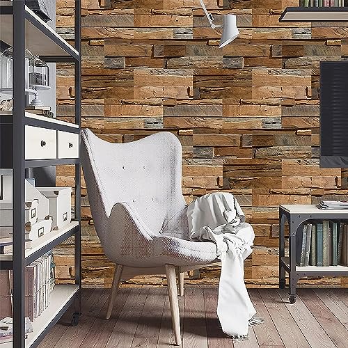 Braune Retro-Ziegel for Aufkleben, selbstklebende PVC-Wandfliesen, for Abziehen und, Bodenfliesen(15x30cm/6 Pcs) von ZTZTZ