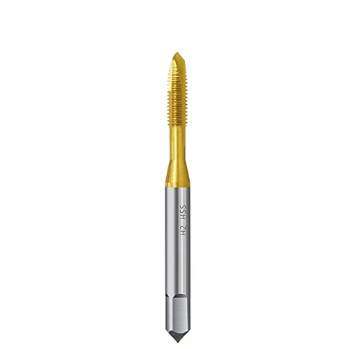 Gewindebohrer, Bohrer HSS-Maschine Rechtsgewindebohrer Gerade Nut Gewindebohrer TiN-Beschichtung Spiralspitze Gewindebohrer mit Steckergriff, 1 Stück M6x1.0(1pc M2.5x0.45) von ZTZTZ