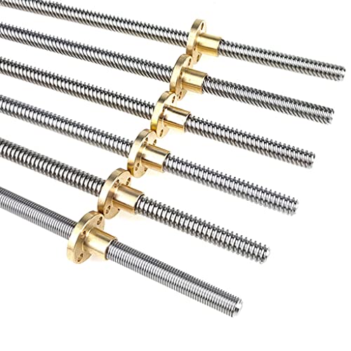 T10 Leitspindel Edelstahl + Kupfermutter, Länge 1000 mm, 2 4 8 10 12 14 mm, T-Typ-Schraube for 3D-Drucker-Schrittmotorzubehör, 1 Stück(Lead 2mm) von ZTZTZ