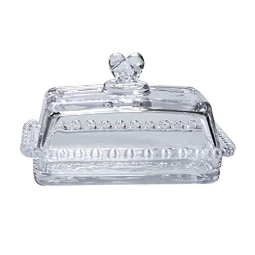 ZTZTZ Butterbox aus Glas mit Deckel und leicht zu greifendem Griff, rechteckige transparente Schale mit Abdeckungen, Butterbehälter for den Haushalt von ZTZTZ