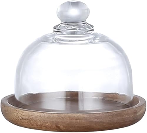 ZTZTZ Dessert Kuchen Gericht Holz Tablett Transparent Glas Abdeckung Deckel Obst Schokolade Makronen Sushi Butter Platte Lebensmittel Container von ZTZTZ