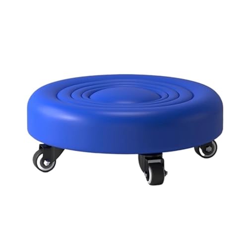 ZTZTZ Lederhockersitze mit Rad, Abnehmbarer Kleiner Hocker for Zu Hause, Runder Rollsitzhocker for Den Heimfitnesssport(B Corrugated Blue) von ZTZTZ