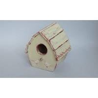 Vogelhaus Holz Handgefertigt Elfenbein Weiß Wren Kleine Vögel Home Love Shack von ZTenEva