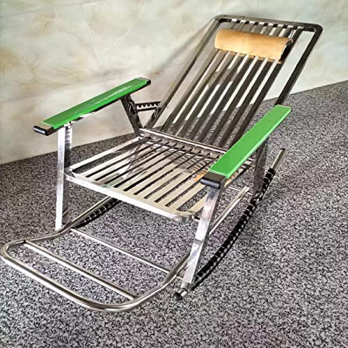 Rocking Chairs,schaukelstuhl outdoor,schaukelstuhl garten metall,Schaukelstuhl aus Edelstahl mit Fußstütze, kann mit Kissen und klappbarem Schaukelstuhl mit Kopfstütze ausgestattet werden ( Color : 30 von ZUBEE