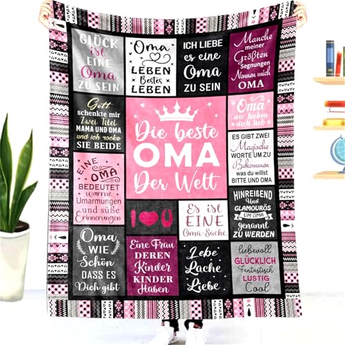 Personalisierte Kuscheldecke für Oma - Flauschige Umarmung Decke mit Spruch 'Beste Oma der Welt' - Super Weiche Flanelldecke Wohndecke Schlafdecke von ZUCZUG