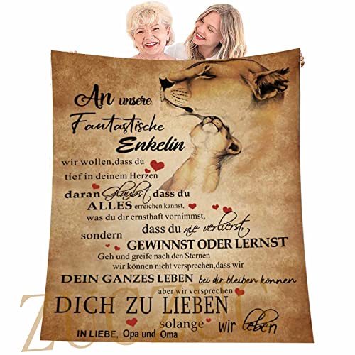 Kuscheldecke Flauschige, Personalisierte Geschenke Decke An Unsere Enkelin von Opa Oma Nachricht Briefdecke, Super weich Mikrofaser Flanelldecke, Oma zu Enkelin Positive Ermutigung und Liebe Enkelin von ZUCZUG