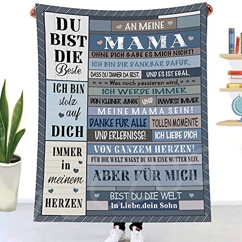 ZUCZUG Kuscheldecke Flauschige, Personalisierte Geschenke Decke an Meine Mama von Sohn Deutsch Super Weich Luftpost Decke Positiv Ermutigen Sie Ihre Mama zur Liebe Geeignet für Sofa Reisen von ZUCZUG