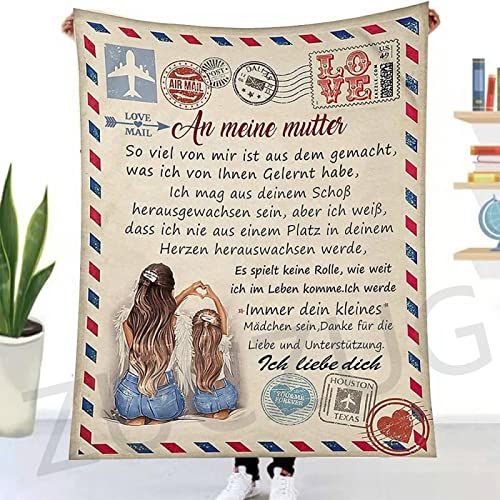 ZUCZUG Kuscheldecke Flauschige, Personalisierte Geschenke Decke an Meine Mama von Tochter Deutsch Super Weich Luftpost Decke Positiv Ermutigen Sie Ihre Mama zur Liebe Geeignet für Sofa Reisen von ZUCZUG