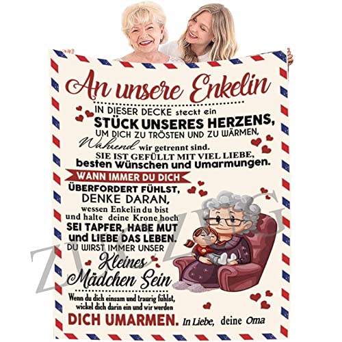 Kuscheldecke Flauschige Deutsche Briefdecke Nachricht Decke An Meine Enkelin von Großmutter, Personalisierte Flanell Wohndecke Extra Weich Warm Wohndecke Fleecedecke Ideal für Geburtstag Weihnachten von ZUCZUG