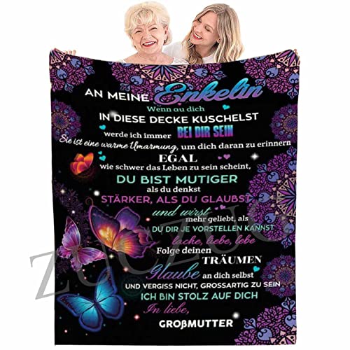 Kuscheldecke Flauschige Deutsche Briefdecke Nachricht Decke An Meine Enkelin von Großmutter, Personalisierte Flanell Wohndecke Extra Weich Warm Wohndecke Fleecedecke Ideal für Geburtstag Weihnachten von ZUCZUG