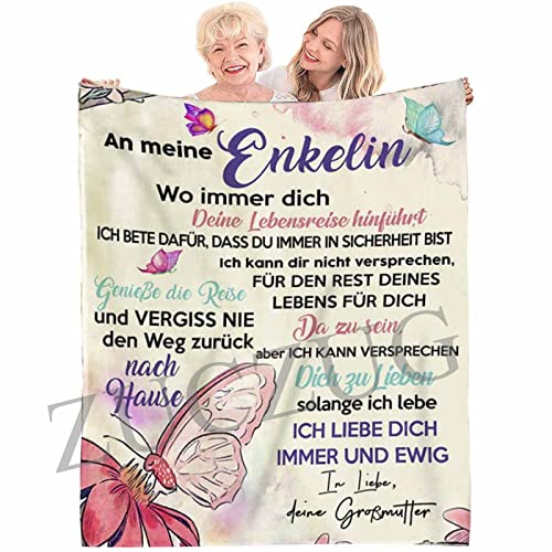 Kuscheldecke Flauschige Deutsche Briefdecke Nachricht Decke An Meine Enkeltochter von Großmutter, Personalisierte Flanell Wohndecke Weich Warm Wohndecke Fleecedecke Ideal für Geburtstag Weihnachten von ZUCZUG