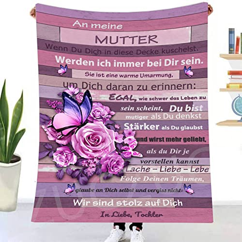 ZUCZUG Kuscheldecke Flauschige Geschenk zum Muttertag, Personalisierte Decke An Meine Mama von Tochter, Super Weiche Flanelldecke Wohndecke Luftpost Positiv Ermutigen Decke eeignet für Sofa Reisen von ZUCZUG