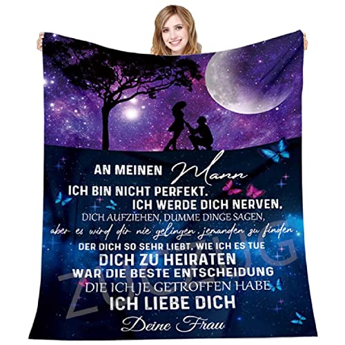 ZUCZUG Kuscheldecke Flauschige Personalisierte, Decke An Meinen Männer Jahrestag, Super Weiche Decke Flanell, für Tagesdecke Wohnzimmerdecke Tv-Decken Geschenk Weihnachten von ZUCZUG