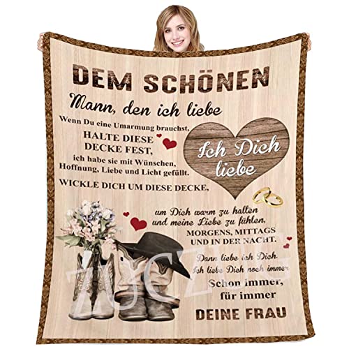 ZUCZUG Kuscheldecke Flauschige Personalisierte, Decke An Meinen Männer Jahrestag, Super Weiche Decke Flanell, für Tagesdecke Wohnzimmerdecke Tv-Decken Geschenk Weihnachten von ZUCZUG