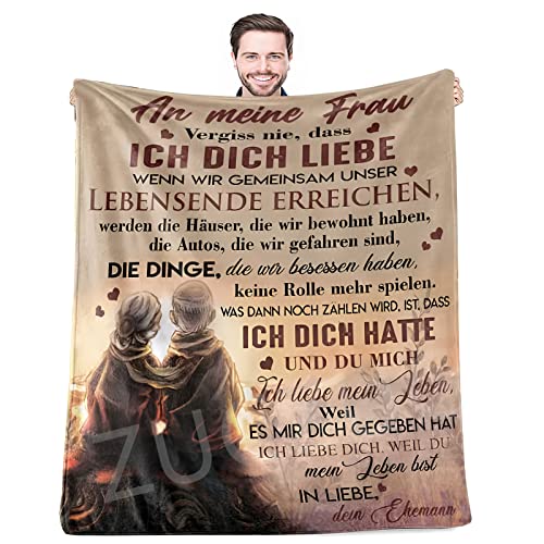 ZUCZUG Kuscheldecke Flauschige Personalisierte Geschenke Decke An Meine Ehefrau, Ehemann für Frau Nachricht Briefdecke Positiv Ermutigen Wohndecke für Sofa Reisen Geschenk Weihnachten(Deutsche) von ZUCZUG