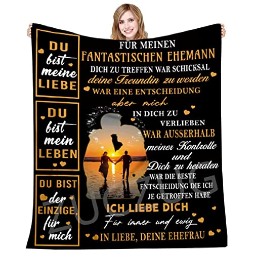 ZUCZUG Kuscheldecke Flauschige Personalisierte Geschenke Decke An Meinen Ehemann, Ehefrau für Mann Nachricht Briefdecke Positiv Ermutigen Wohndecke für Sofa Reisen Geschenk Weihnachten(Deutsche) von ZUCZUG