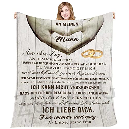 ZUCZUG Kuscheldecke Flauschige Personalisierte Geschenke Decke An Meinen Ehemann, Ehefrau für Mann Nachricht Briefdecke Positiv Ermutigen Wohndecke für Sofa Reisen Geschenk Weihnachten(Deutsche) von ZUCZUG