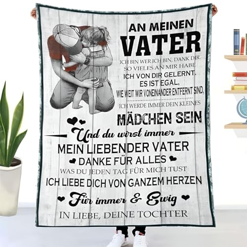 ZUCZUG Kuscheldecke Flauschige Personalisierte Geschenke Decke An Meinen Papa, Tochter für Papa Luftpost Positiv Ermutigen Decke(Deutsch), Super Weiche Flanelldecke Wohndecke Schlafdecke von ZUCZUG