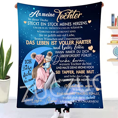 Kuscheldecke Flauschige Personalisierte Geschenke Decke an Meine Tochter von Mama, Super Weiche Luftpost Flanelldecke Positiv Ermutigen Sie Ihre Mama zur Liebe Geeignet für Sofa Reisen Geburtstags von ZUCZUG