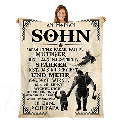 Kuscheldecke Flauschige Personalisierte Geschenke Decke an Meinen Sohn von Papa, Super Weiche Luftpost Flanelldecke Positiv Ermutigen Sie Ihre Papa zur Liebe Geeignet für Sofa Reisen Geburtstags von ZUCZUG