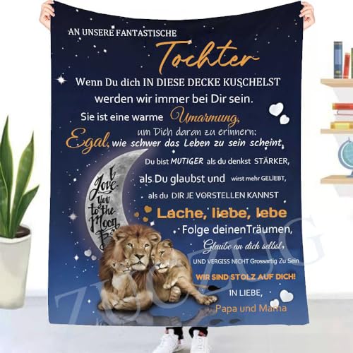 ZUCZUG Kuscheldecke Flauschige Personalisierte Geschenke Decke an Unsere Tochter von Papa und Mama, Super Weiche Flanelldecke Wohndecke für Couch Bett, TV-Decke Geburtstag, Weihnachten von ZUCZUG