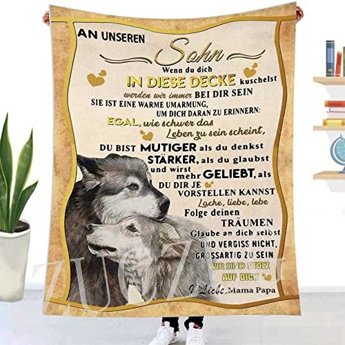 Kuscheldecke Flauschige Personalisierte Geschenke Decke für an Unseren Sohn von Eltern, Super Weiche Luftpost Decke Positiv Ermutigen Sie Ihre Sohn zur Liebe Geeignet für Sofa Reisen Geburtstags von ZUCZUG