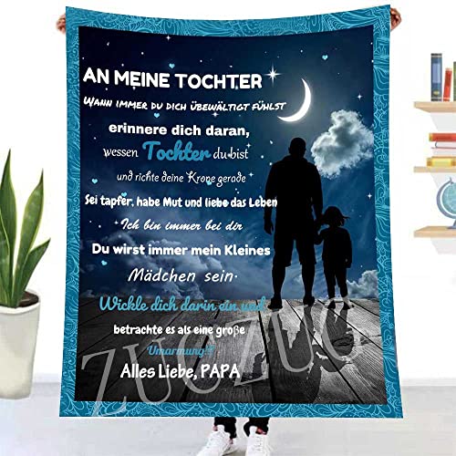 Kuscheldecke Flauschige Personalisierte Geschenke an Meine Tochter Decke von Papa, Briefdecke für Meine Tochter, Super Weiche Flanelldecke Mikrofaser Decke Positiv Ermutigen Liebe, Geeignet Sofa, Bett von ZUCZUG