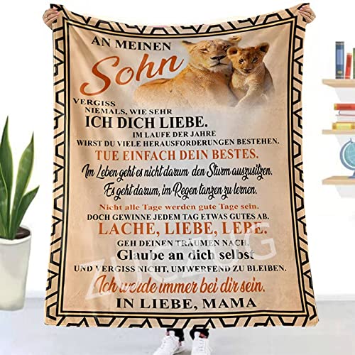 Kuscheldecke Flauschige Personalisierte Geschenke an Meinen Sohn Decke von Mama, Briefdecke für Meinen Sohn, Super Weiche Flanelldecke Mikrofaser Decke Positiv Ermutigen Liebe, Geeignet Sofa, Bett von ZUCZUG