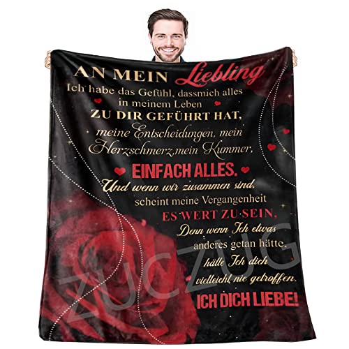 ZUCZUG Kuscheldecke Personalisierte Decke An Meine Ehefrau, Frau für Mann Deutsche Nachricht Briefdecke für Männer Decke Jahrestag Hochzeitstag Geburtstagsgeschenk Valentinstag für Ihn von ZUCZUG