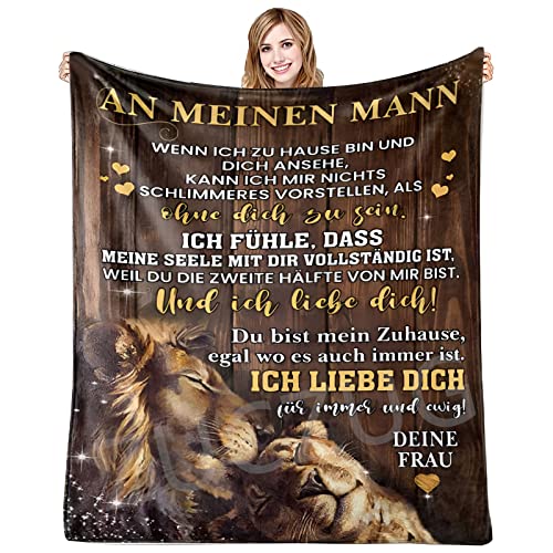 ZUCZUG Kuscheldecke Personalisierte Decke An Meinen Ehemann, Frau für Ehemann Deutsche Nachricht Briefdecke für Frauen Decke Jahrestag Hochzeitstag Geburtstagsgeschenk Valentinstag für Ihn von ZUCZUG