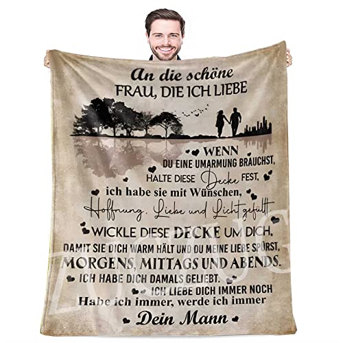 Personalisierte Nachricht Geschenke Decke an Meine Frau von Ehemann, Super Weiche Brief Kuscheldecke Plüsch Flanelldecke sofadecke Mikrofaser Wohndecke Warme Couch Decken Geburtstag Weihnachten von ZUCZUG