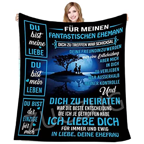 Personalisierte Nachricht Geschenke an Meinen Ehemann von Frau Decke, Super Weiche Brief Kuscheldecke Plüsch Flanelldecke sofadecke Mikrofaser Wohndecke Warme Couch Decken Geburtstag,Weihnachten von ZUCZUG