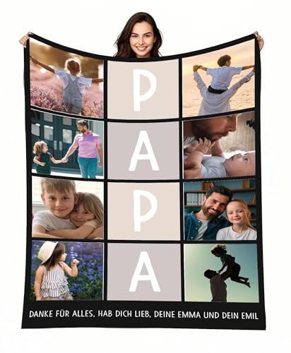 ZUCZUG Geburtstag Geschenk für Papa, Foto Decke für Papa, fotogeschenke Personalisiert Flanelldecke für Papa, Super Weiche Wohndecke Schlafdecke von ZUCZUG