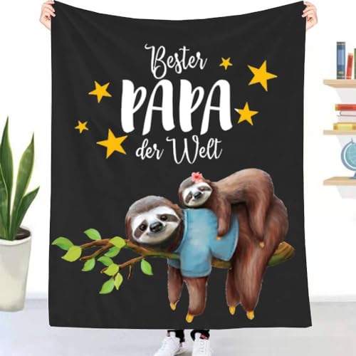 ZUCZUG Kuscheldecke Flauschig Papa Geschenk, Faultier Geschenk Decke An Meinen Papa, Super Weich Flanelldecke Wohndecke für Geburtstagsgeschenk Vatertagsgeschenk Weihnachten Geburtstag Geschenke von ZUCZUG