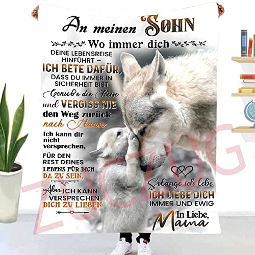 ZUCZUG Kuscheldecke Flauschige Decke Geschenke an Meinen Sohn von Mama, Mama für Sohn Deutsche Nachricht Briefdecke Luftpost Positiv Ermutigen Wohndecke für Geburtstag Weihnachten von ZUCZUG