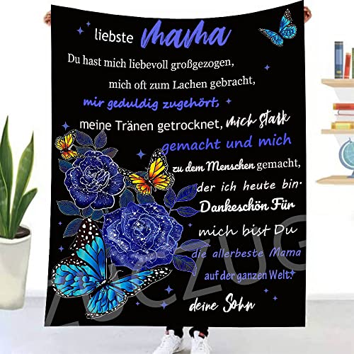 ZUCZUG Kuscheldecke Flauschige Geschenk zum Muttertag, Personalisierte Decke An Meine Mama von Sohn, Super Weiche Flanelldecke Wohndecke Luftpost Positiv Ermutigen Decke eeignet für Sofa Reisen von ZUCZUG
