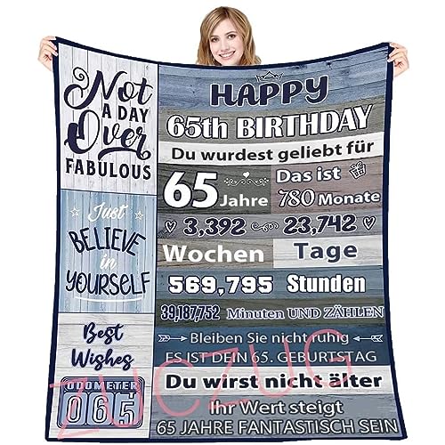 ZUCZUG Kuscheldecke Flauschige Personalisierte 65. Geburtstagsgeschenk Decke für Frauen Männer, Positiv Ermutigen Geburtstags Geschenk Decke, Super Weiche Flanelldecke für 65. Schwester Freundin von ZUCZUG