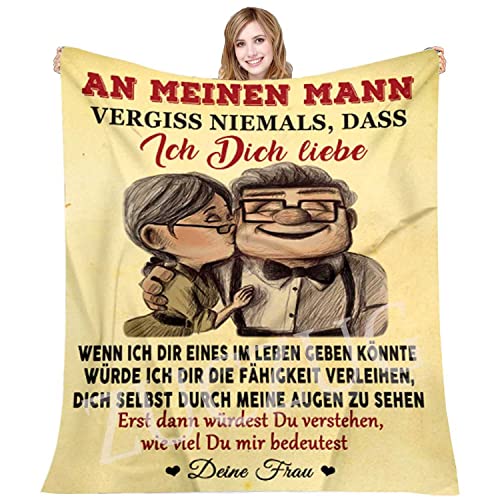 ZUCZUG Kuscheldecke Personalisierte Decke An Meinen Ehemann, Frau für Ehemann Deutsche Nachricht Briefdecke für Frauen Decke Jahrestag Hochzeitstag Geburtstagsgeschenk Valentinstag für Ihn von ZUCZUG