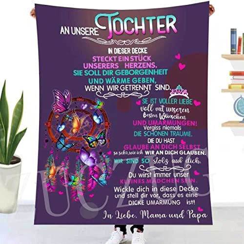 ZUCZUG Kuscheldecke Personalisierte Geschenke Decke An Unsere Tochter von Eltern, Decke für Tochter Super Weiche Flanell Deutsch Briefdecke Wohndecke Geburtstagsgeschenk von ZUCZUG