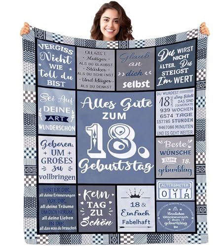 Kuscheldecke zum 18. Geburtstag Geschenk Mädchen & Jungen - 18 Geburtstag Deko, Super Weiche Flanelldecke für 18. Tochter Schwester Freundin Kuscheldecke zum 18. Geburtstag Geschenk Mädchen & Jungen - 18 Geburtstag Deko, Super Weiche Flanelldecke für 18. Tochter Schwester Freundin von ZUCZUG