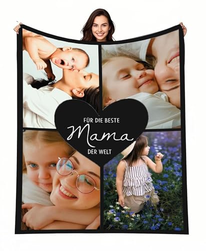 ZUCZUG Personalisierte Foto Decke für Mama, Fotogeschenke Decke für Mama, Super Weiche Flanelldecke Wohndecke Schlafdecke für Sofa Reisen zum Muttertags Geburtstag Weihnachten von ZUCZUG