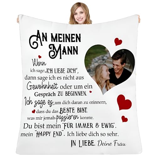 ZUCZUG Personalisierte Kuscheldecke Geschenke Decke mit Foto An Meinen Ehemann, Frau für Ehemann Nachricht Briefdecke für Frauen Decke Jahrestag Hochzeitstag Geburtstagsgeschenk Valentinstag für Ihn von ZUCZUG