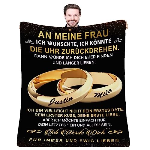 ZUCZUG Personalisierte Kuscheldecke Geschenke Decke mit Name, Ehemann für Frau Nachricht Briefdecke für Frauen Decke Jahrestag Hochzeitstag Geburtstagsgeschenk Valentinstag für Sie von ZUCZUG