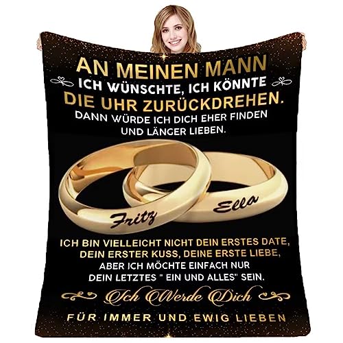 ZUCZUG Personalisierte Kuscheldecke Geschenke Decke mit Name, Frau für Ehemann Nachricht Briefdecke für Männer Decke Jahrestag Hochzeitstag Geburtstagsgeschenk Valentinstag für Ihn von ZUCZUG